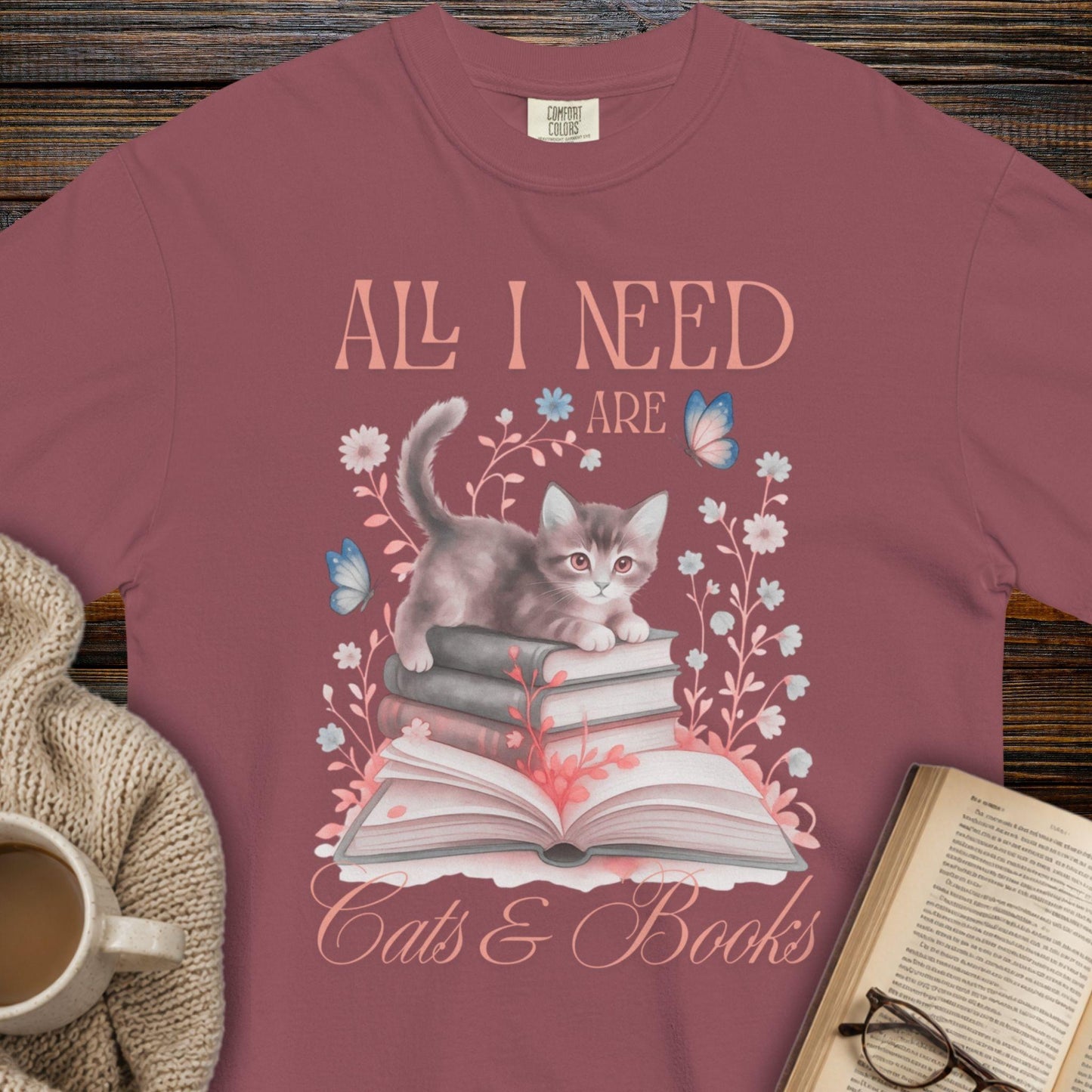 All I Need Are Cats and Books Lover T-Shirt