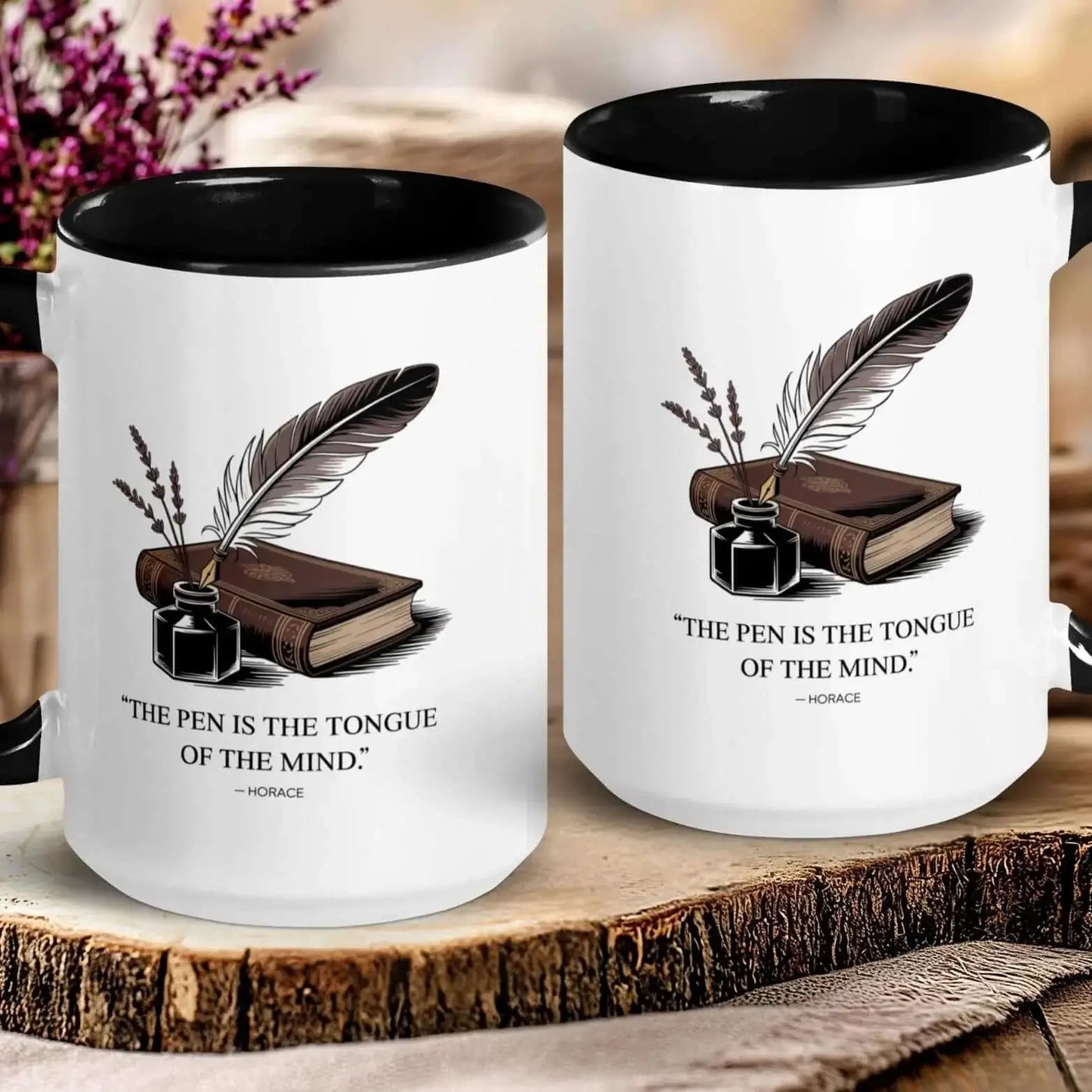 "The Pen is the Tongue of the Mind" — Cervantes Quote Mug