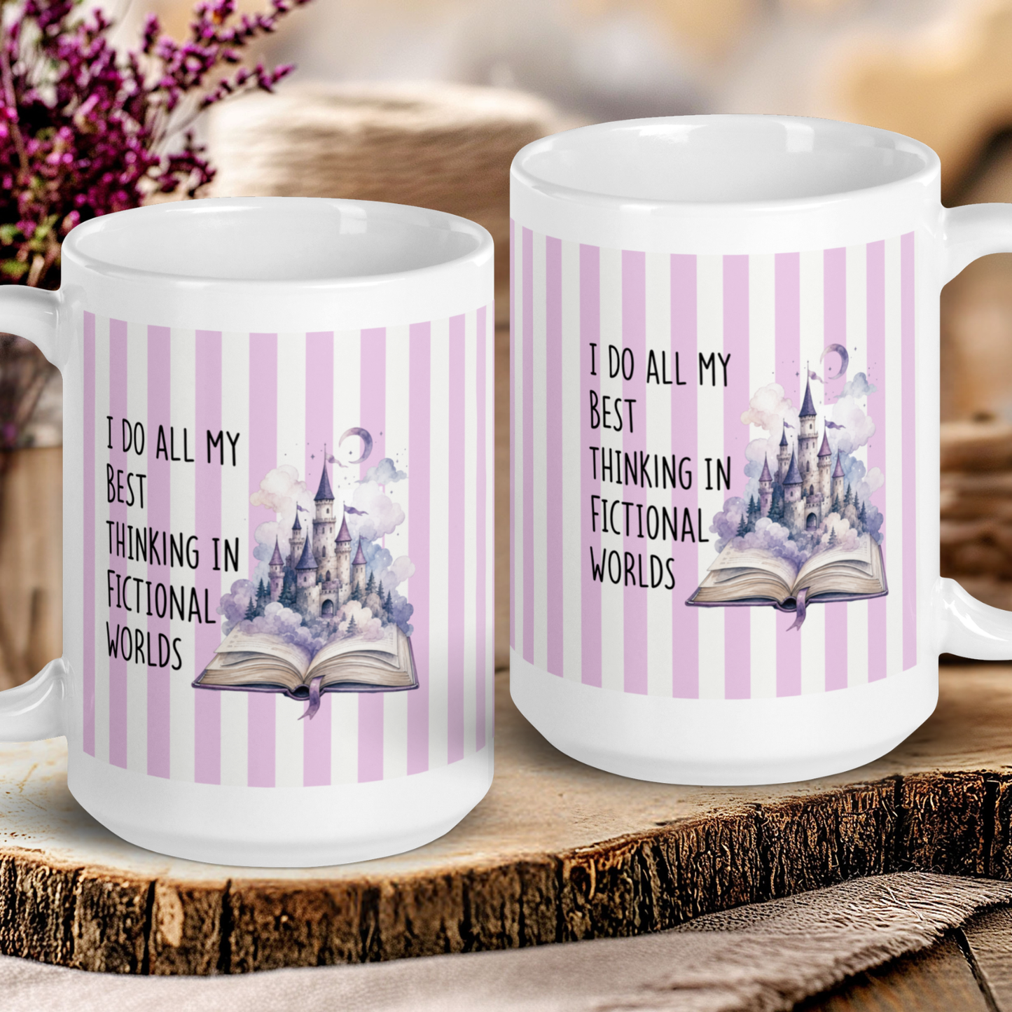 i do all my best thinking...striped mug