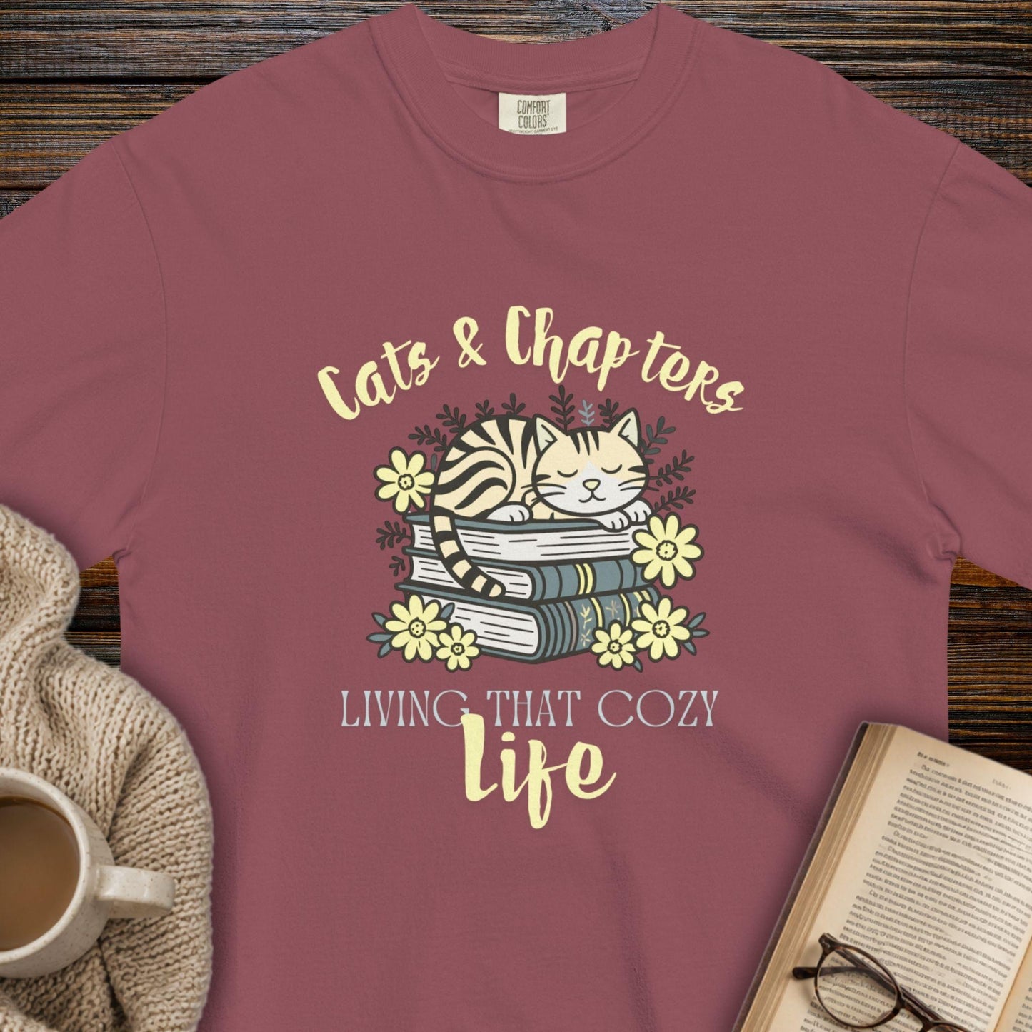 Cats, Chapters & the Cozy Life T-Shirt