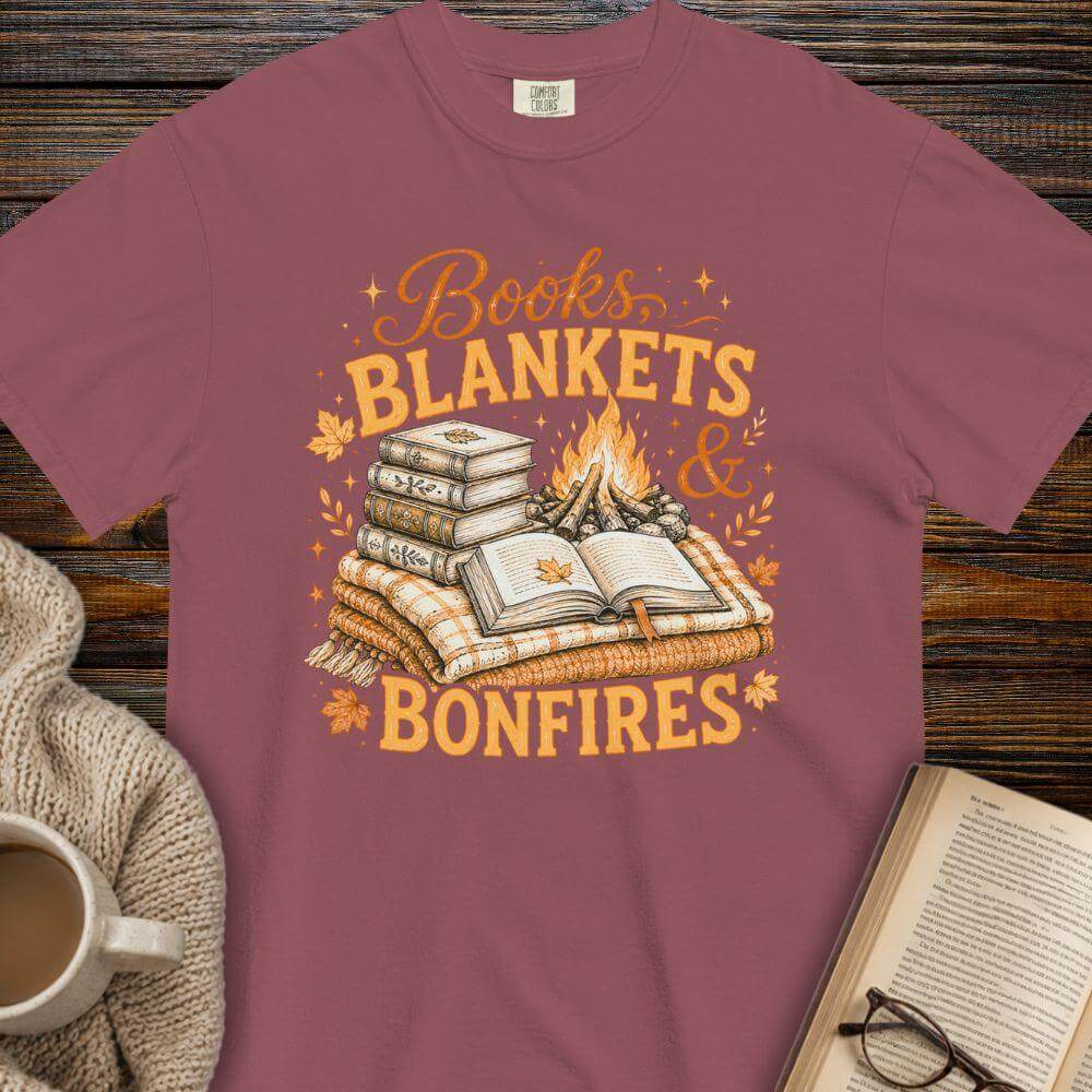 Books, blankets and Bonfires T-shirt