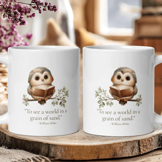 "To See a World in a Grain of Sand" — William Blake Quote Mug