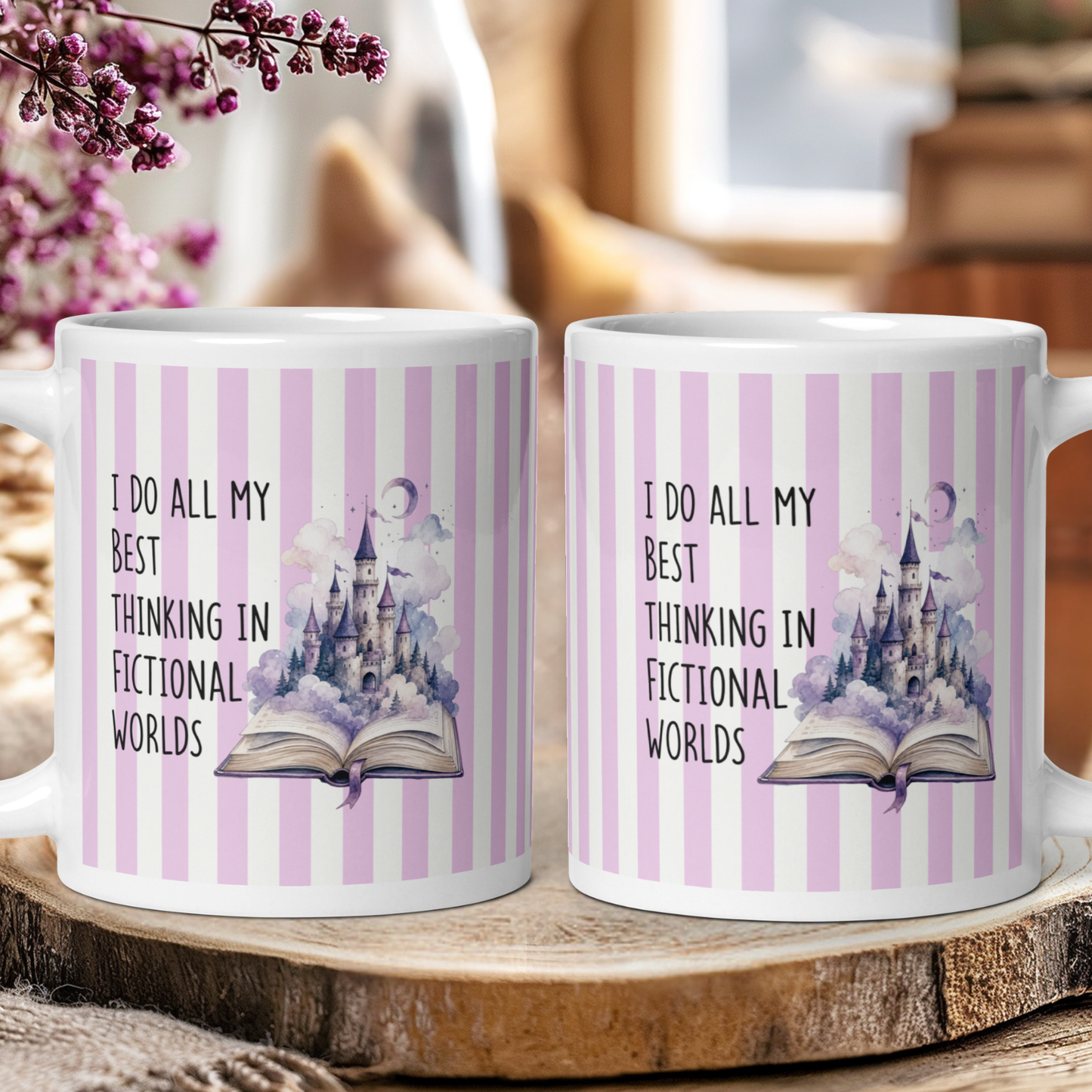 i do all my best thinking...striped mug