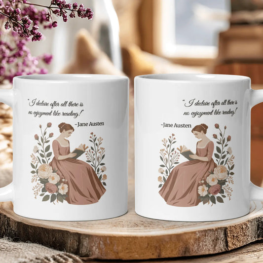 "No Enjoyment Like Reading" — Jane Austen Quote Mug
