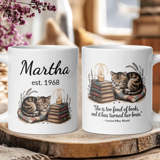 "She is Too Fond of Books" — Personalised Literary Mug