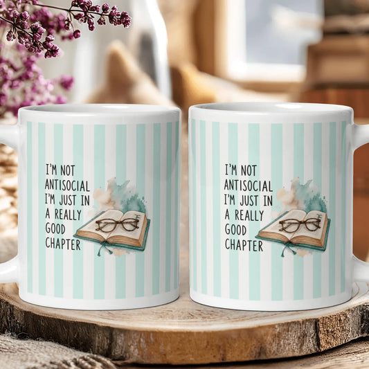 "I Am Not Anti-Social, I Am Pro-Book" — Funny Reader Mug