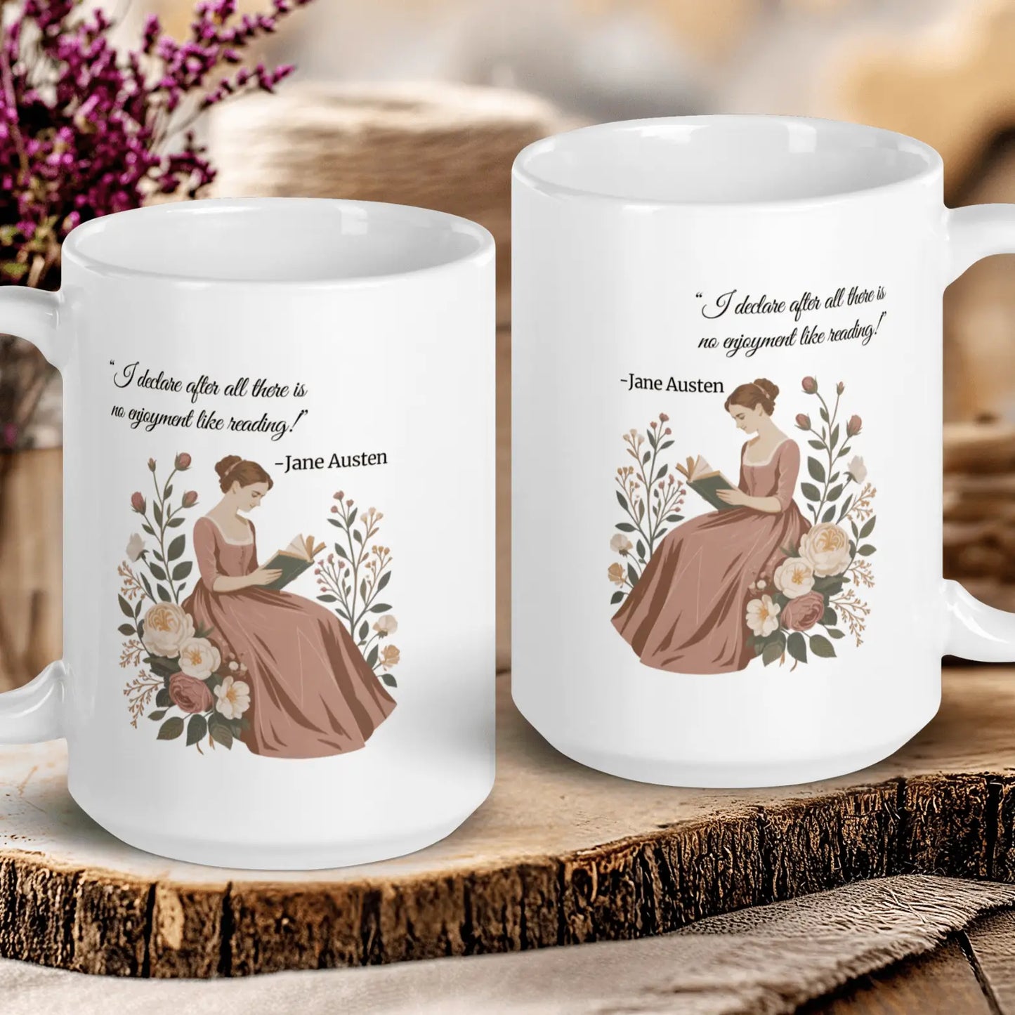 "No Enjoyment Like Reading" — Jane Austen Quote Mug