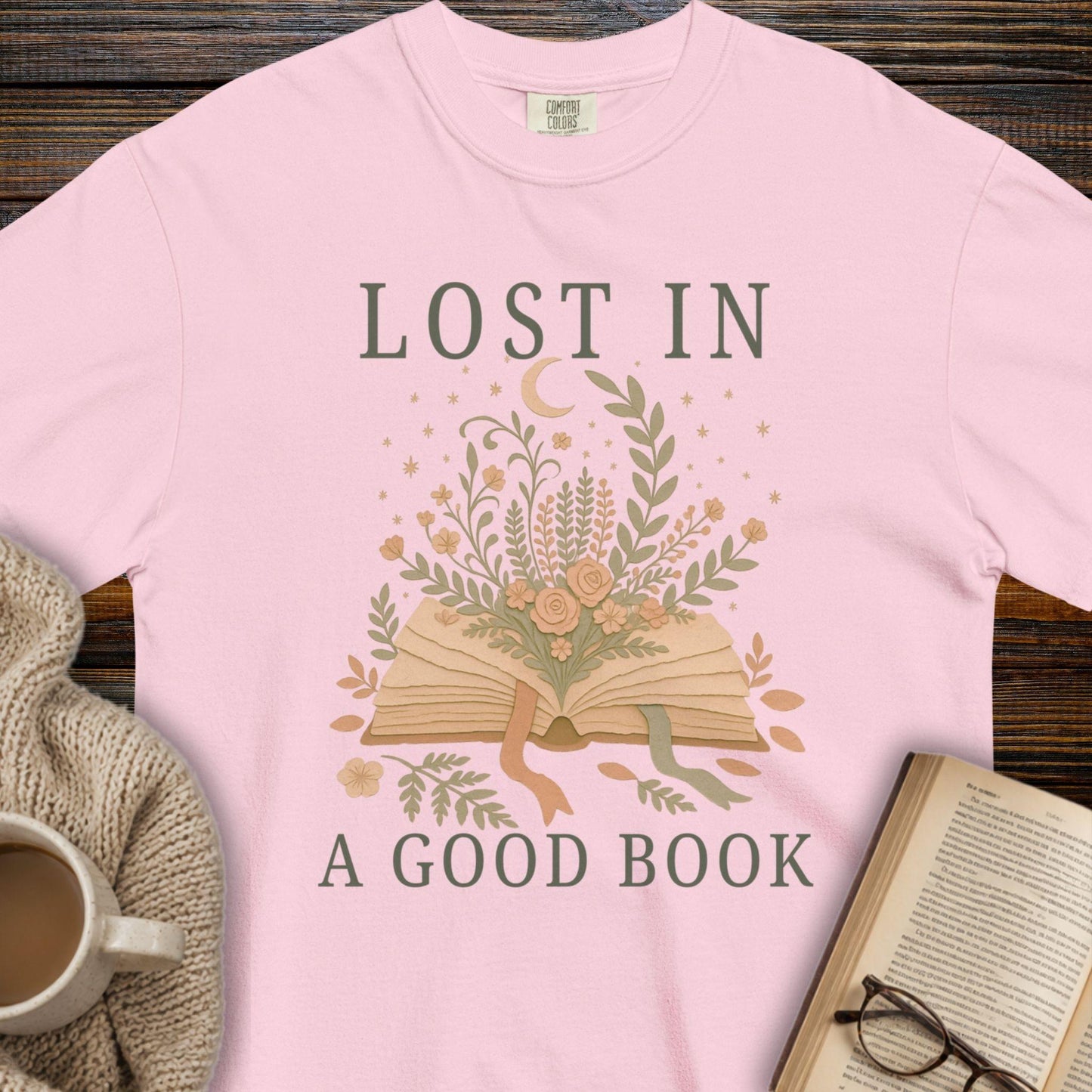 Lost in a good book floral T-shirt
