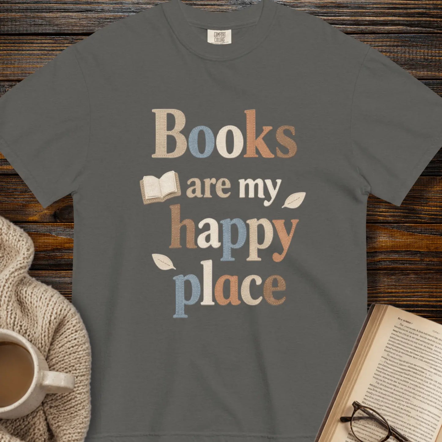 "Books Are My Happy Place" — Book Lover T-Shirt