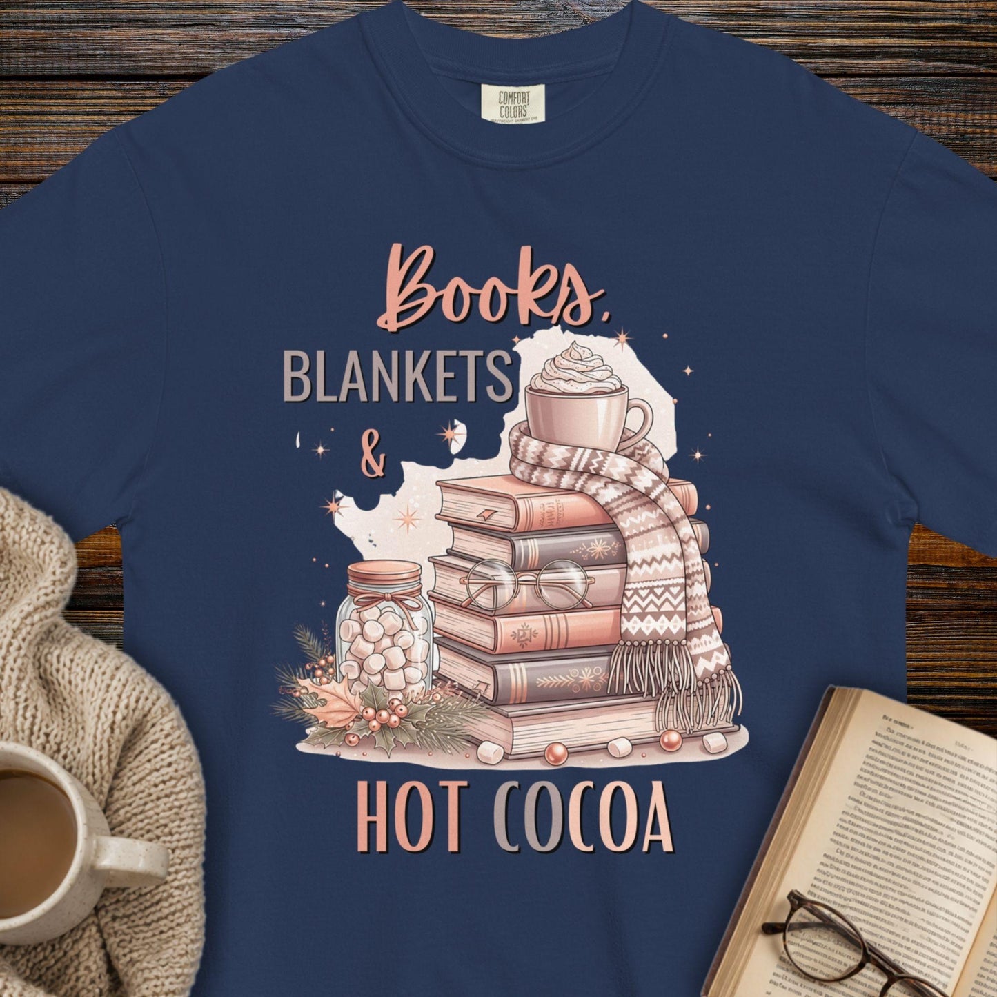 Books, blankets & hot Cocoa T-shirt