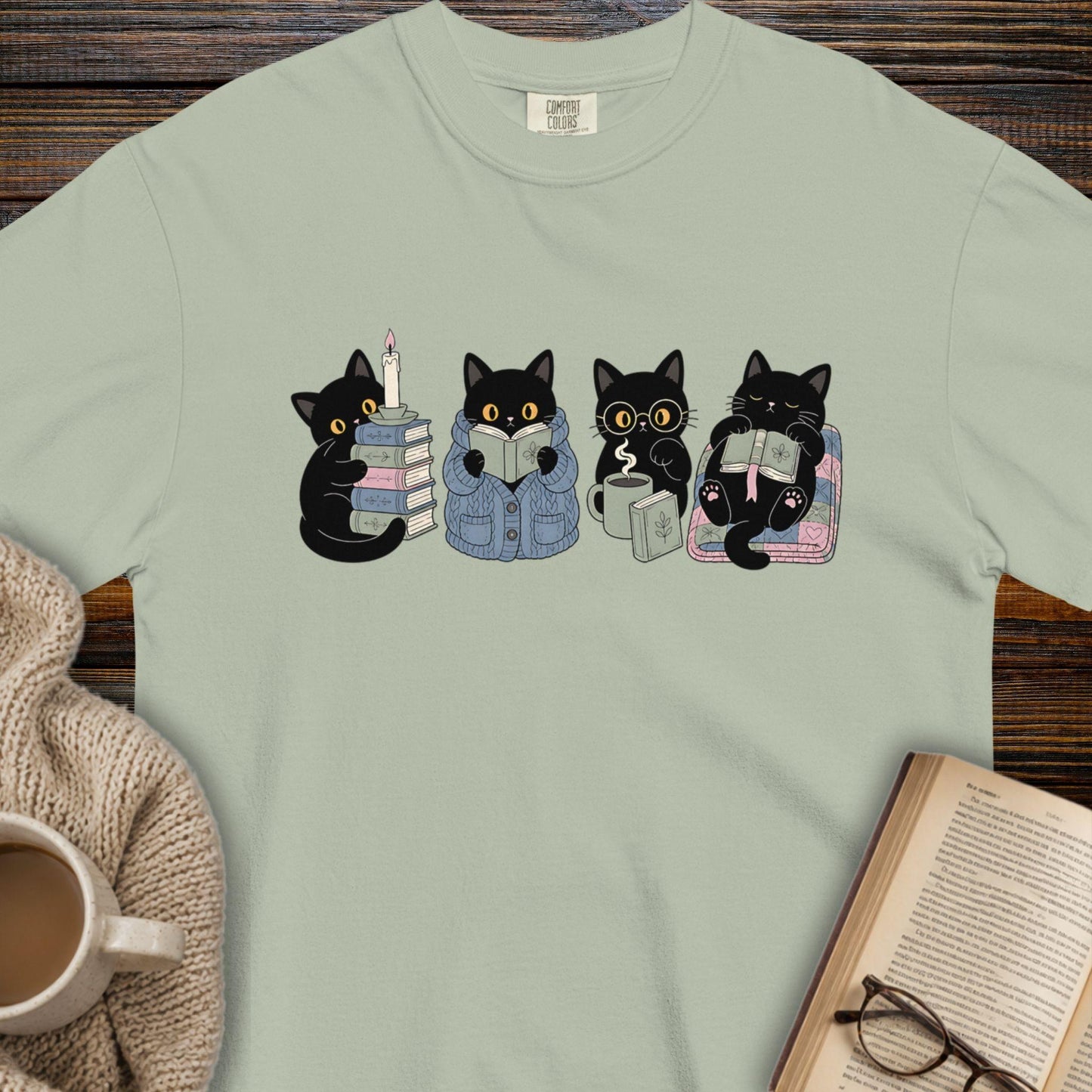 Reading Cat T-shirt
