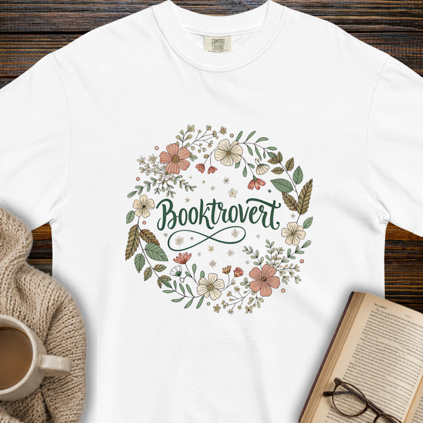 Booktrovert flower T-shirt