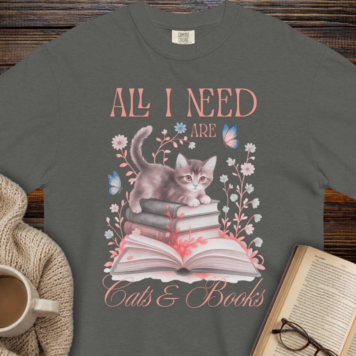 All I Need Are Cats and Books Lover T-Shirt
