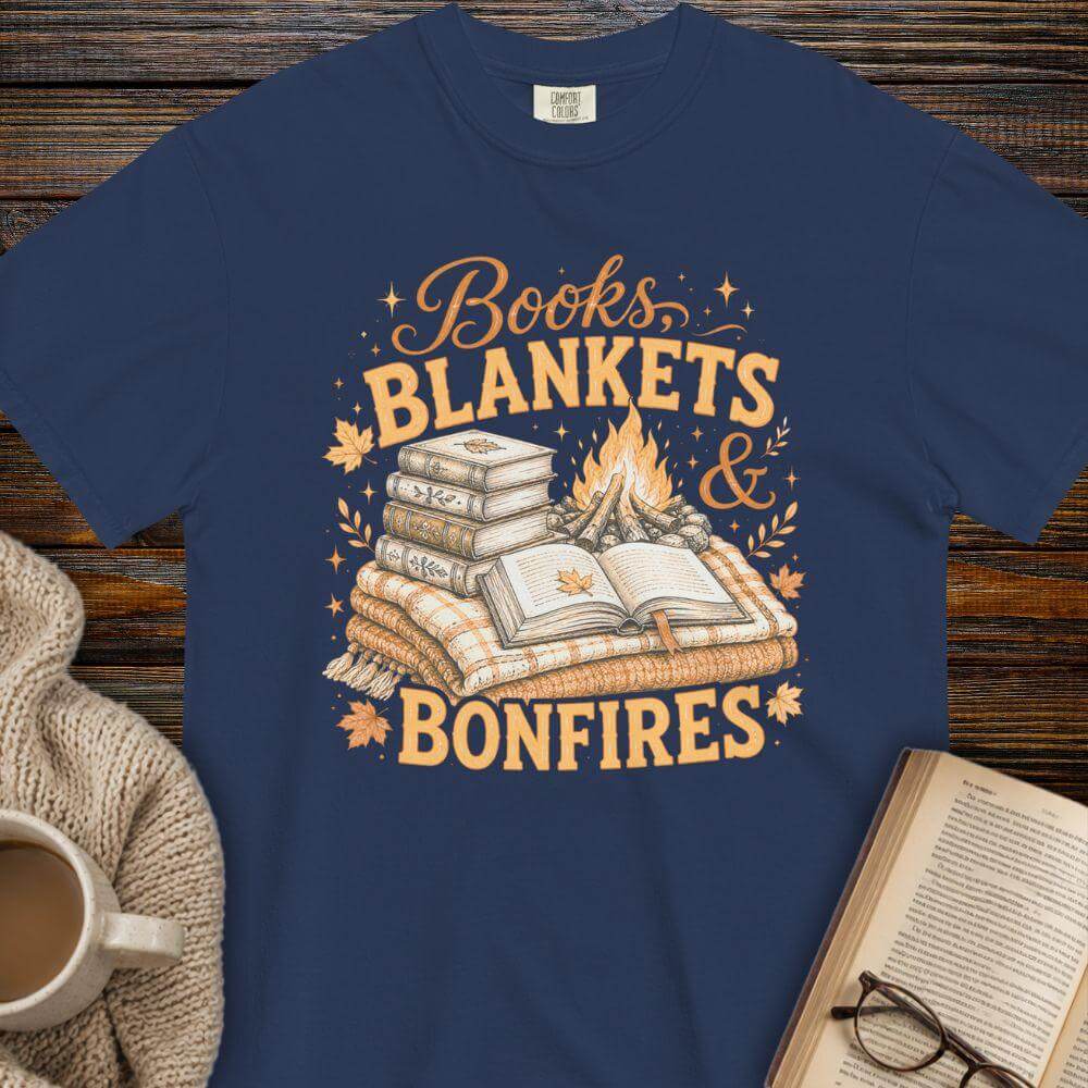 Books, blankets and Bonfires T-shirt
