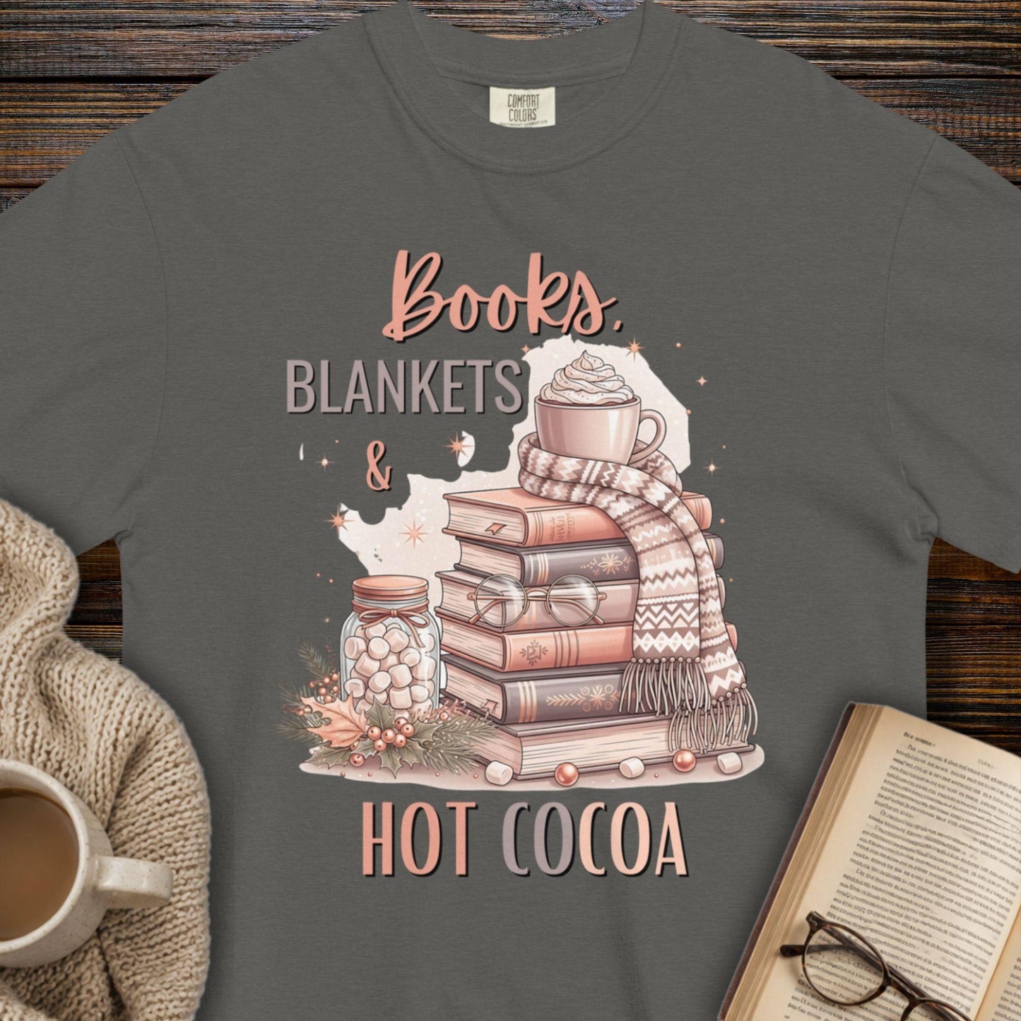 Books, blankets & hot Cocoa T-shirt