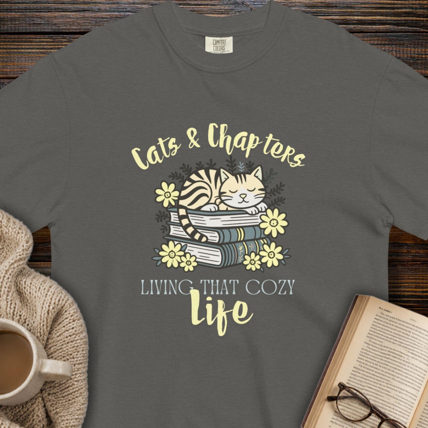 Cats, Chapters & the Cozy Life T-Shirt