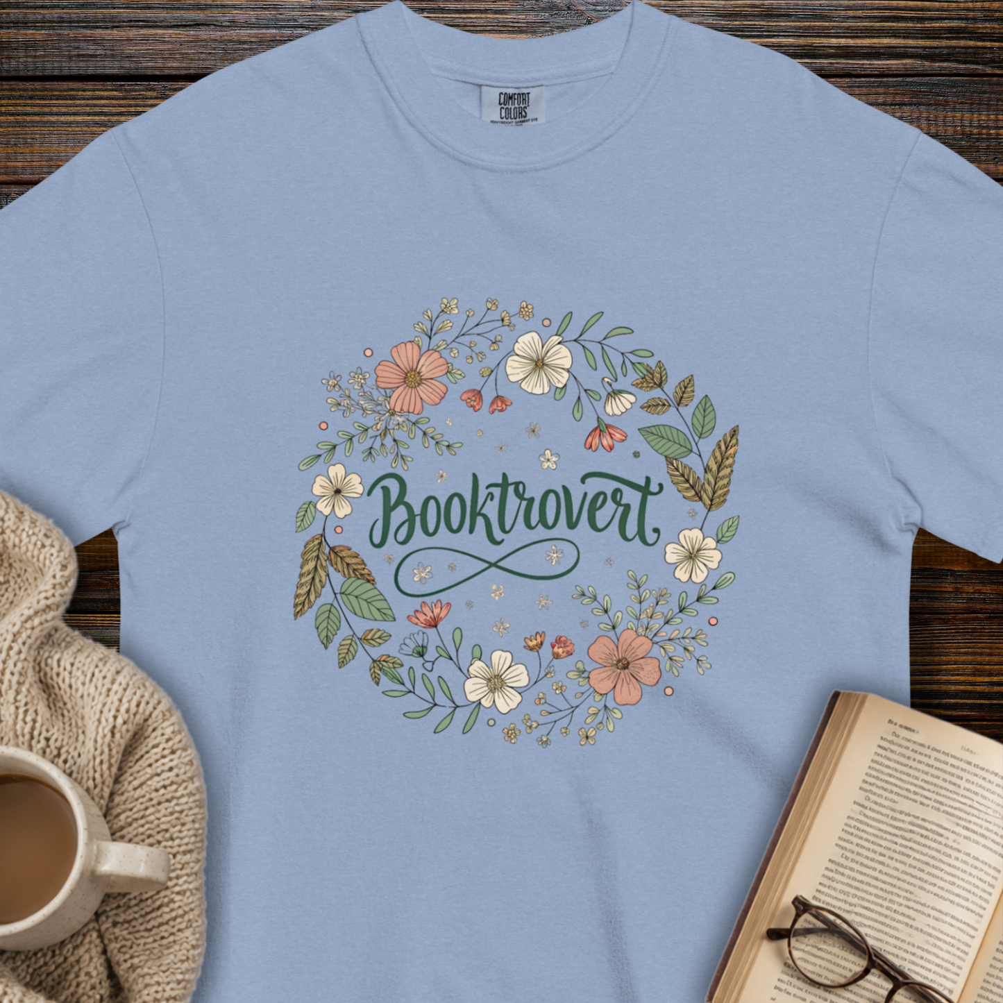 Booktrovert flower T-shirt