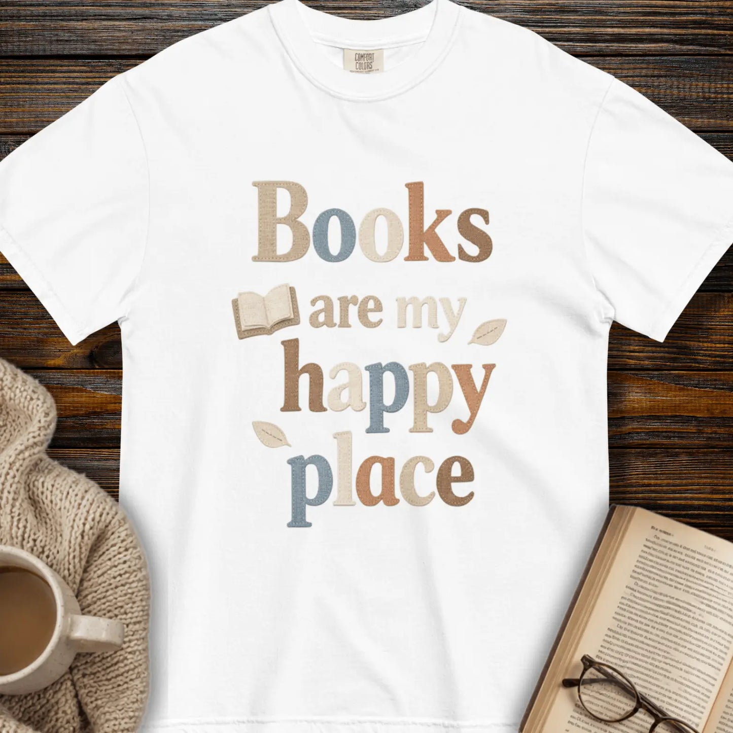 "Books Are My Happy Place" — Book Lover T-Shirt
