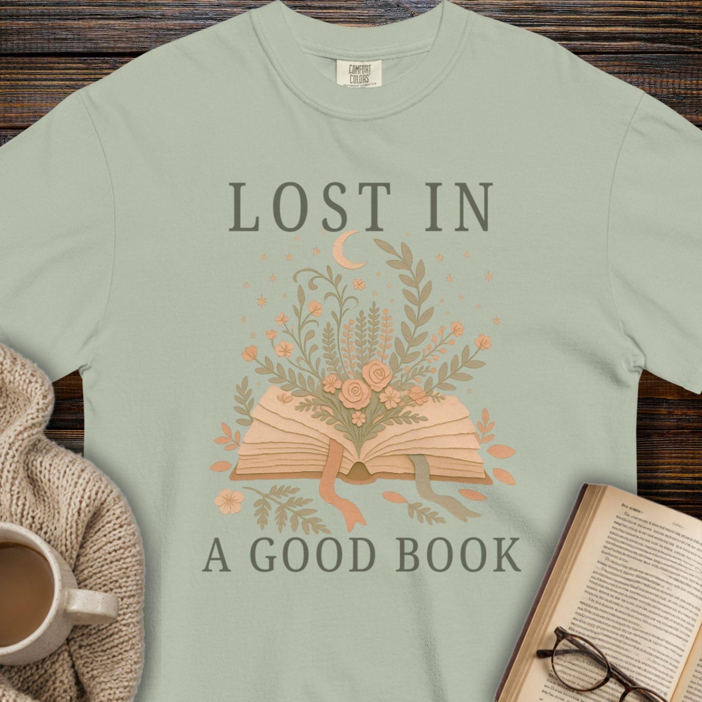 Lost in a good book floral T-shirt