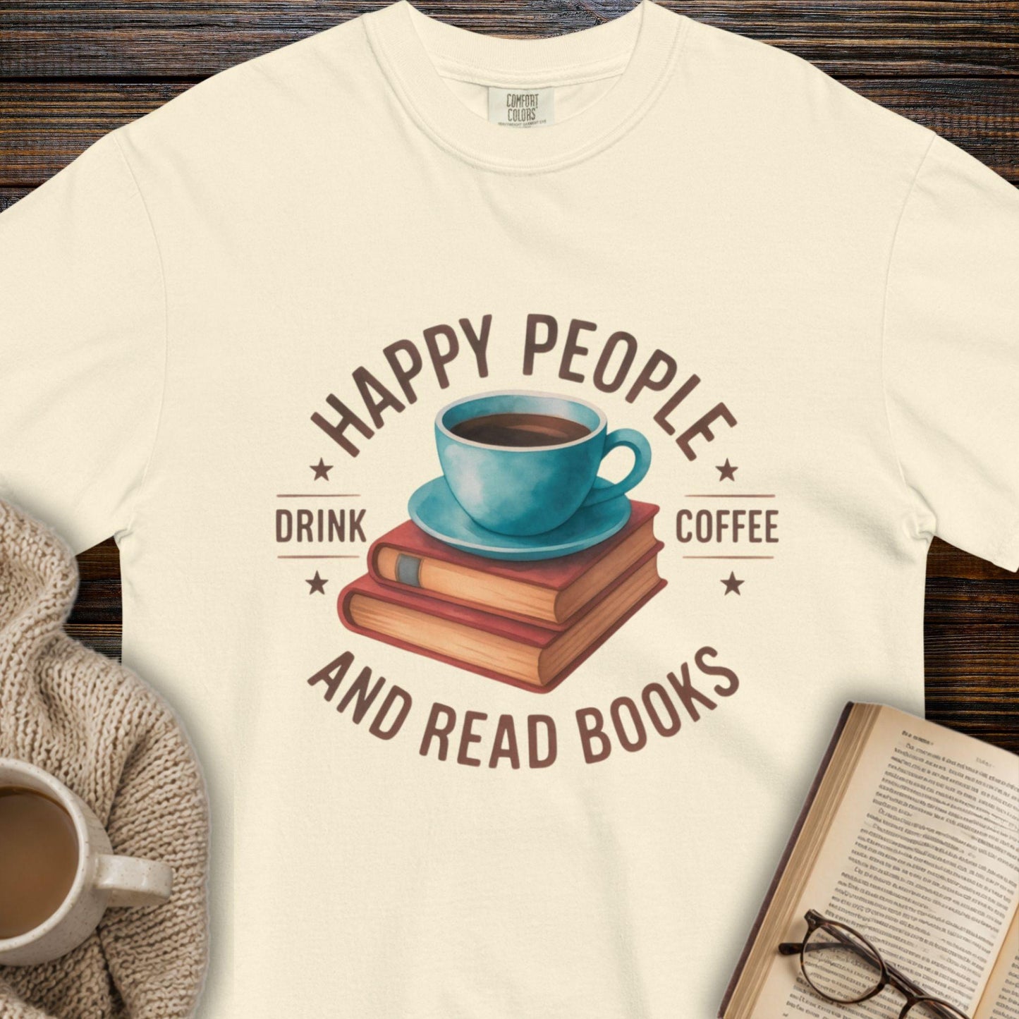 Happy people, coffee and books T-shirt