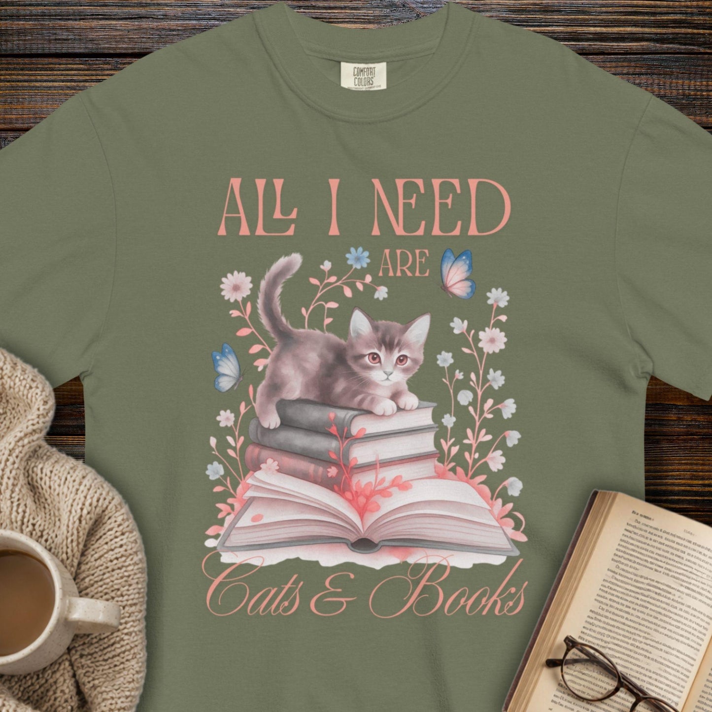 All I Need Are Cats and Books Lover T-Shirt