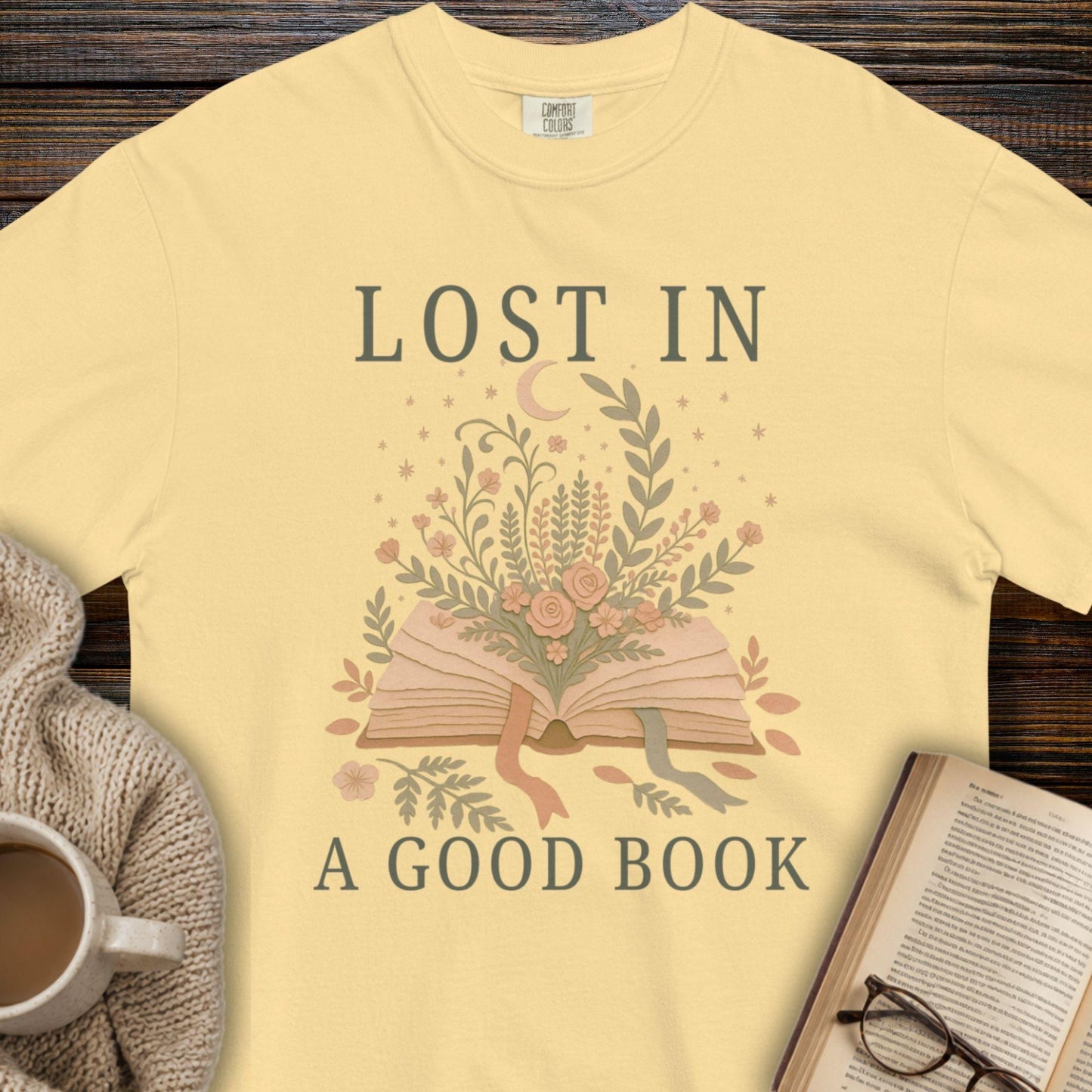 Lost in a good book floral T-shirt