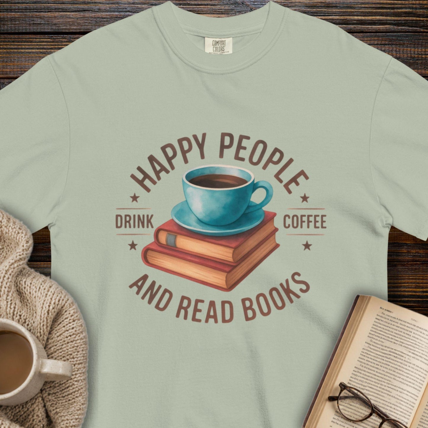 Happy people, coffee and books T-shirt