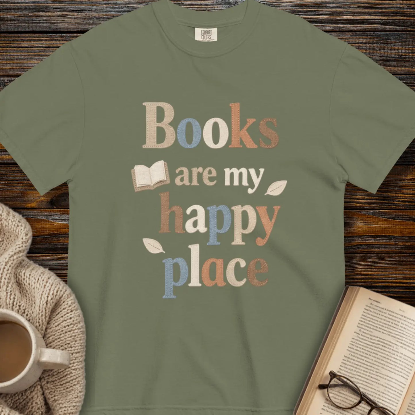 "Books Are My Happy Place" — Book Lover T-Shirt
