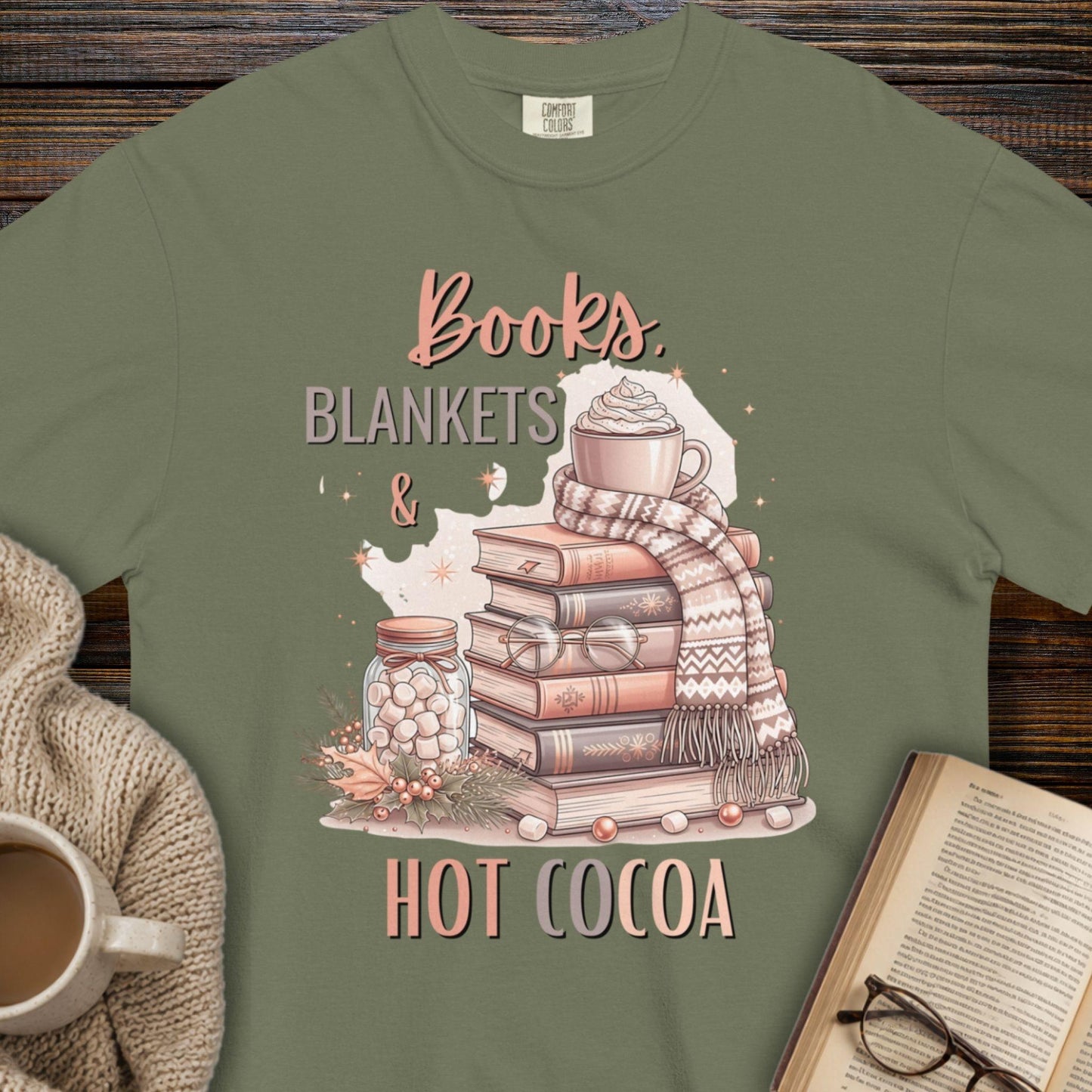 Books, blankets & hot Cocoa T-shirt