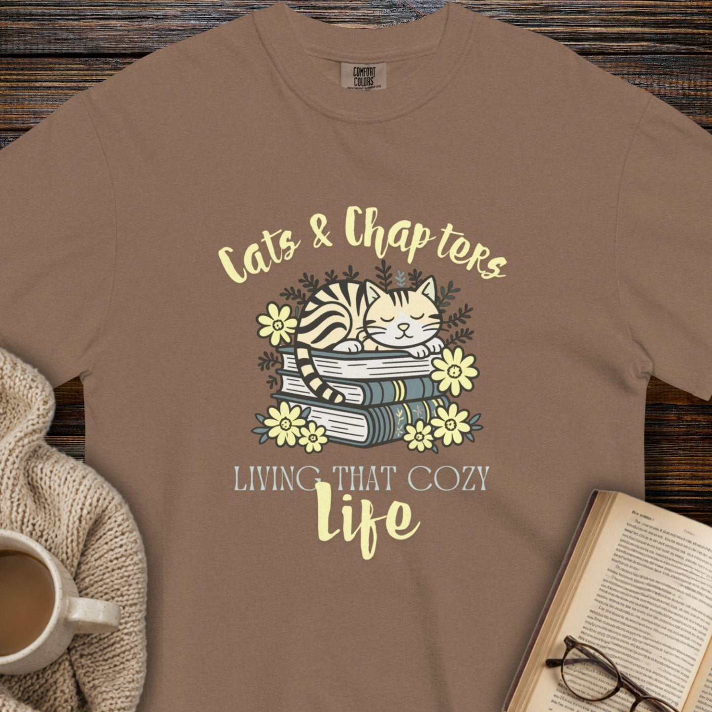 Cats, Chapters & the Cozy Life T-Shirt