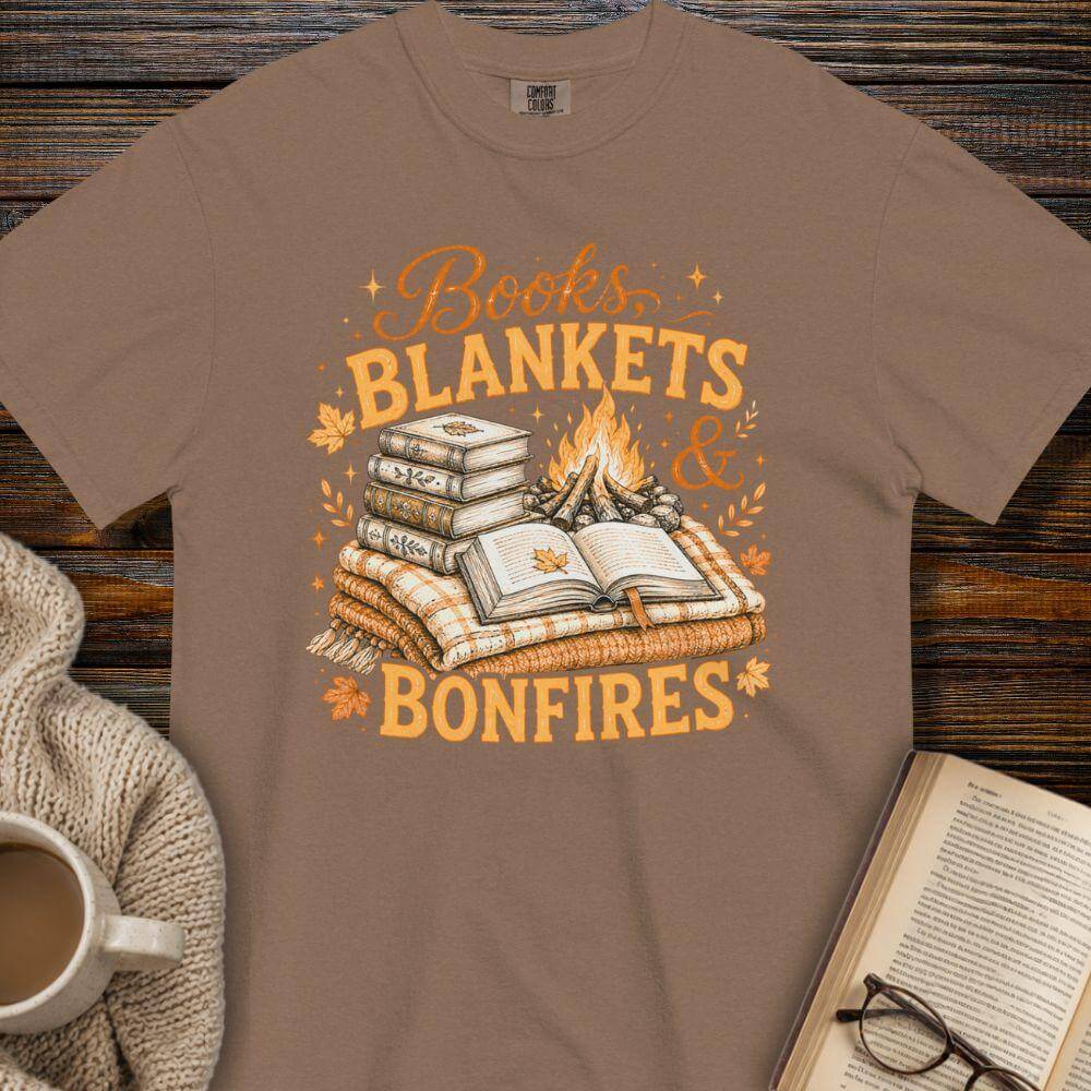 Books, blankets and Bonfires T-shirt