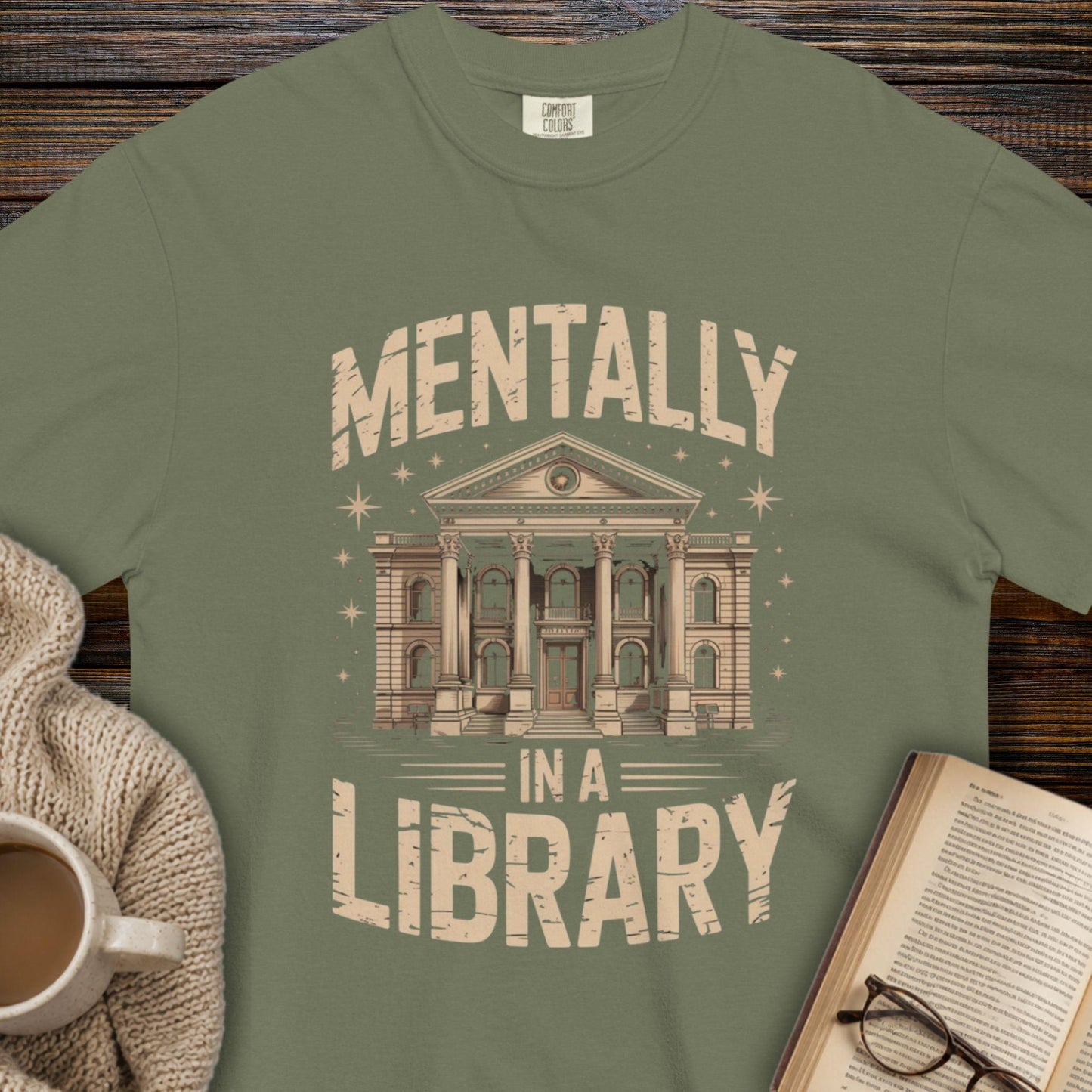 Mentally in a library T-shirt