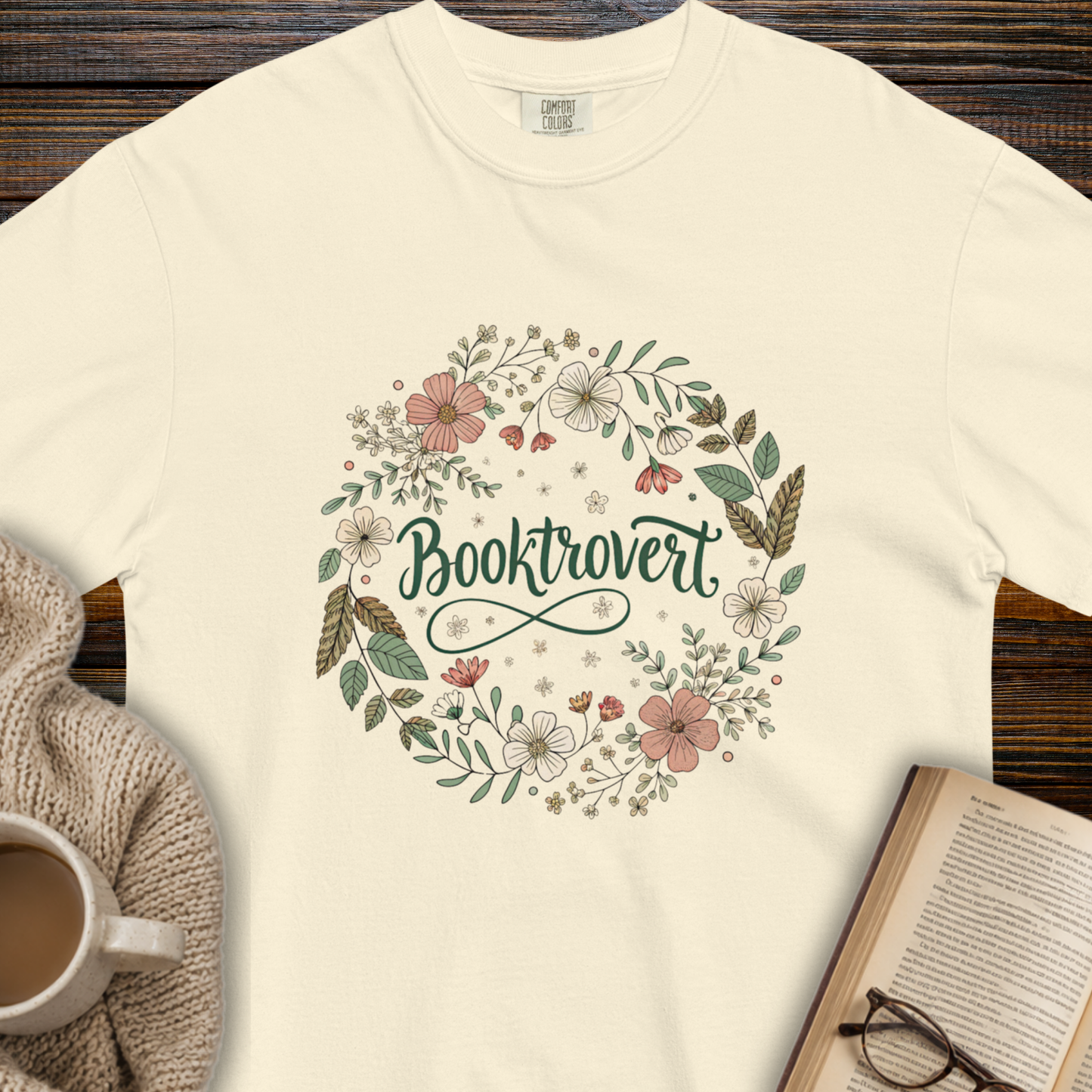 Booktrovert flower T-shirt