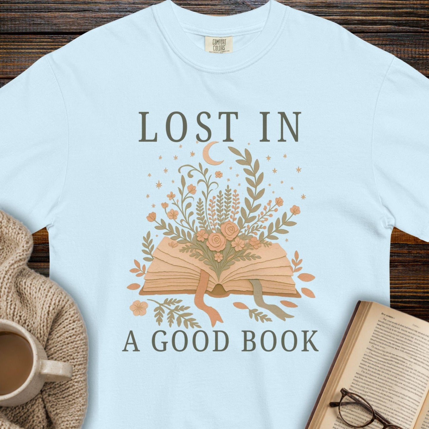 Lost in a good book floral T-shirt