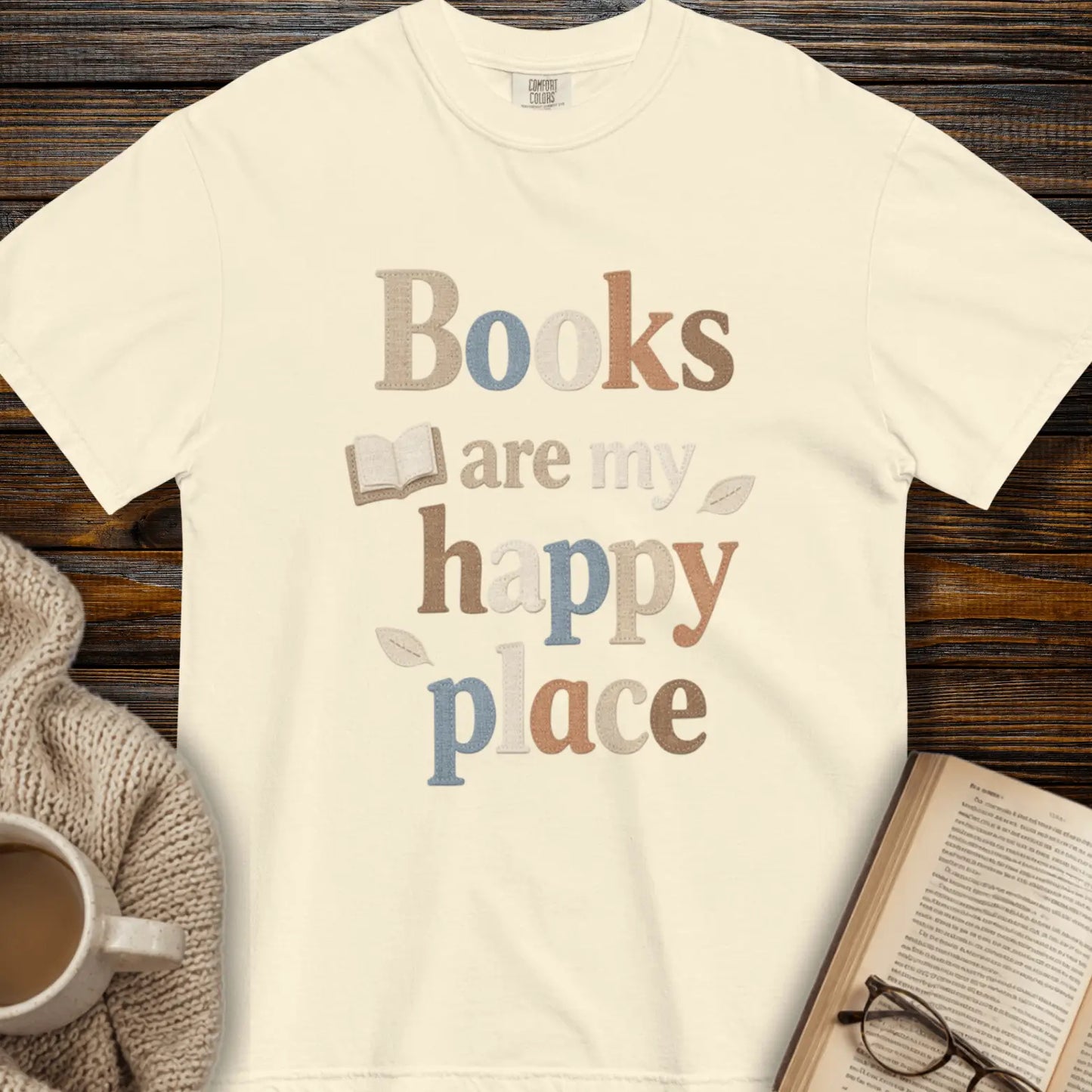 "Books Are My Happy Place" — Book Lover T-Shirt