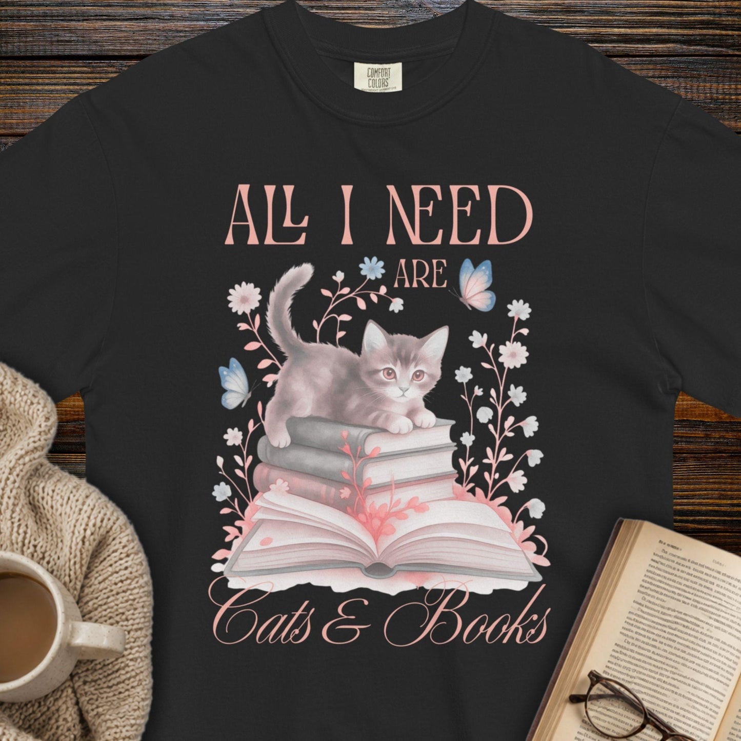 All I Need Are Cats and Books Lover T-Shirt