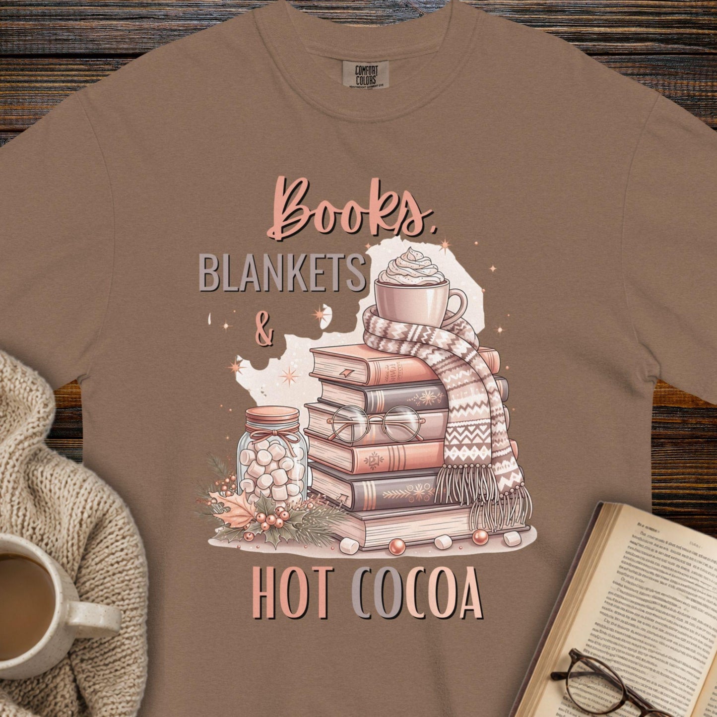 Books, blankets & hot Cocoa T-shirt