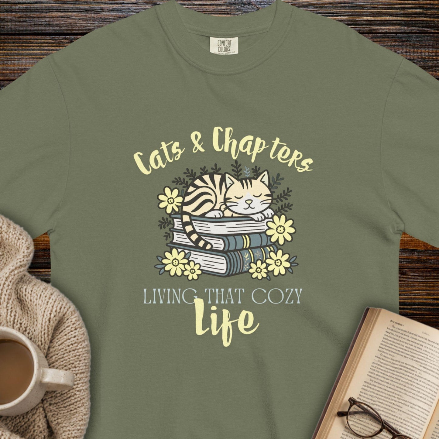 Cats, Chapters & the Cozy Life T-Shirt