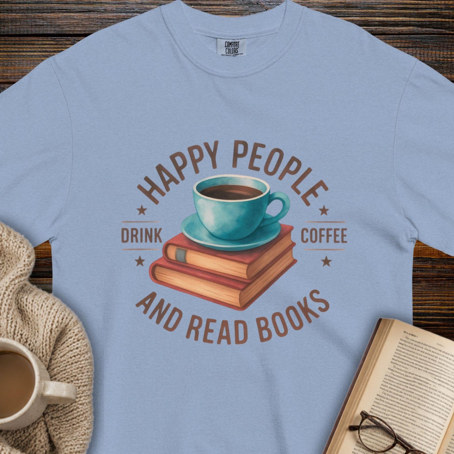Happy people, coffee and books T-shirt