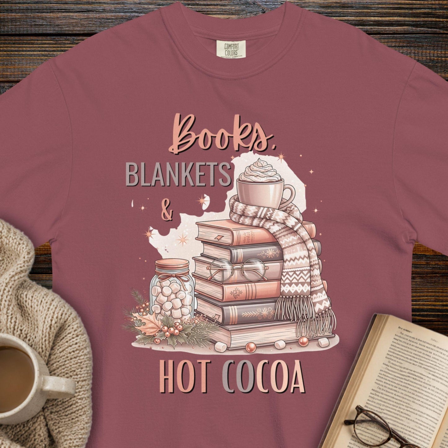 Books, blankets & hot Cocoa T-shirt