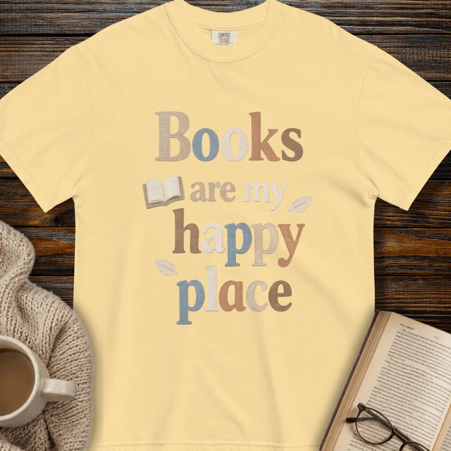 "Books Are My Happy Place" — Book Lover T-Shirt