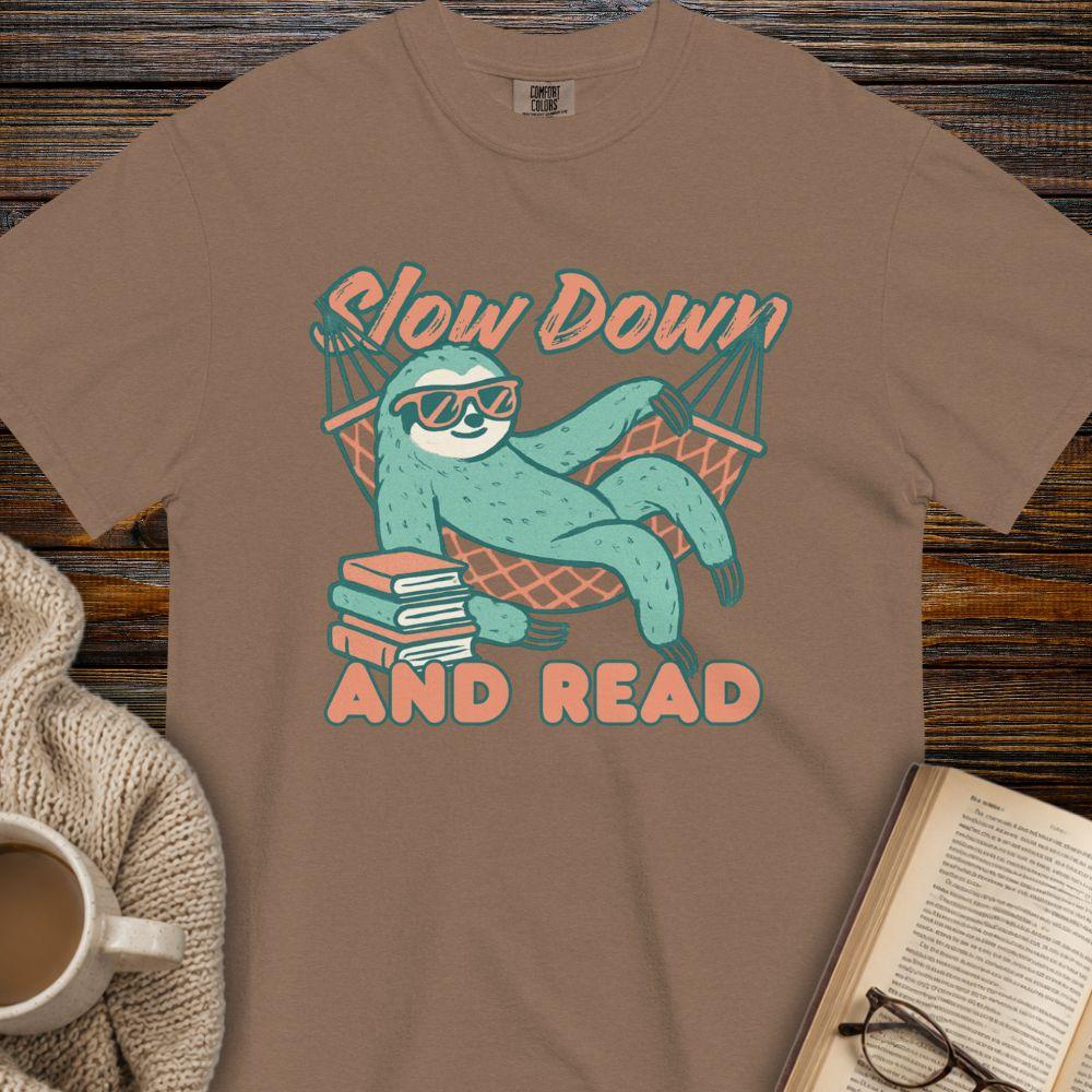 Slow down and read sloth T-shirt