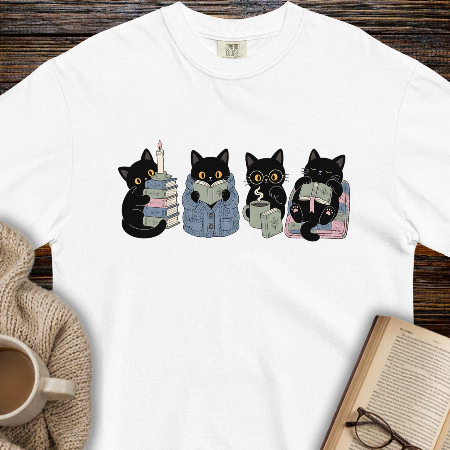 Reading Cat T-shirt