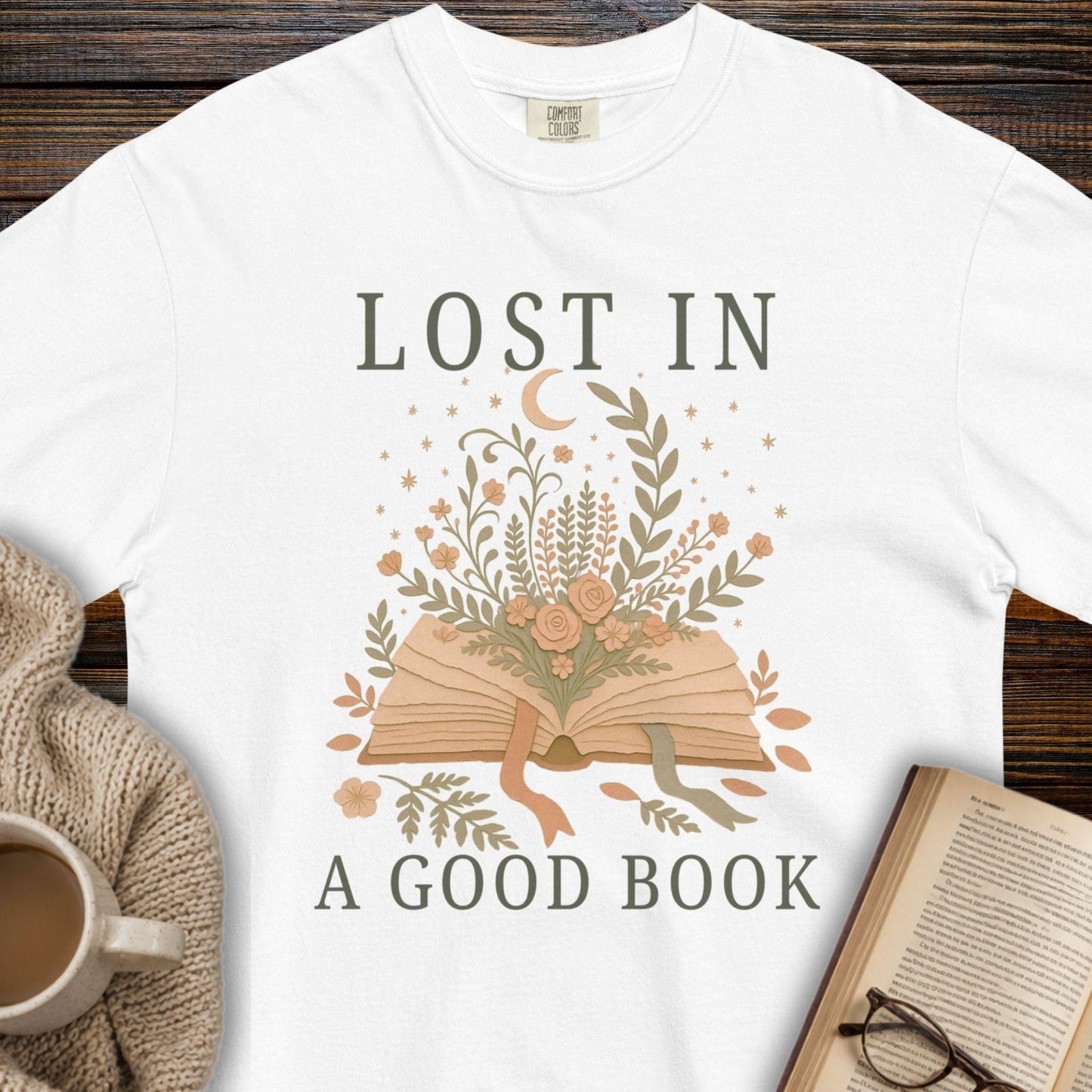 Lost in a good book floral T-shirt
