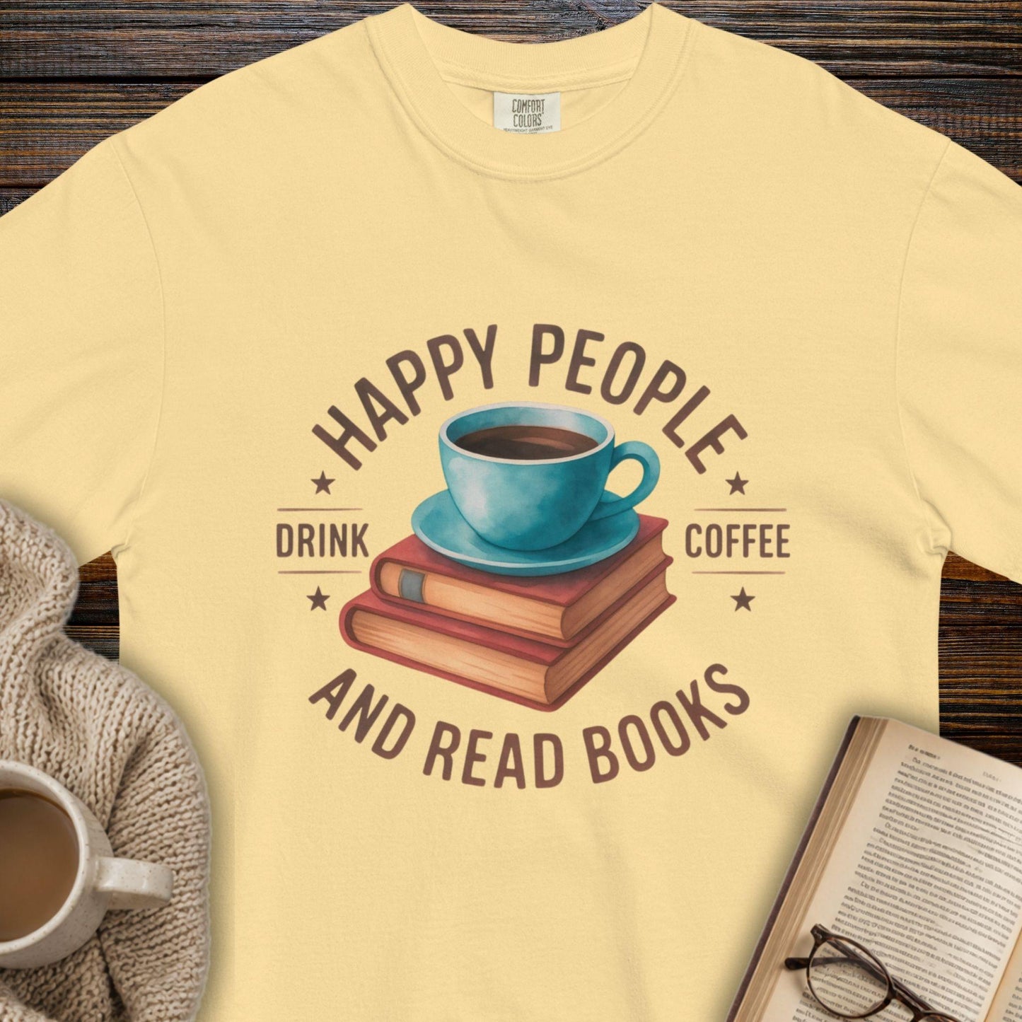 Happy people, coffee and books T-shirt