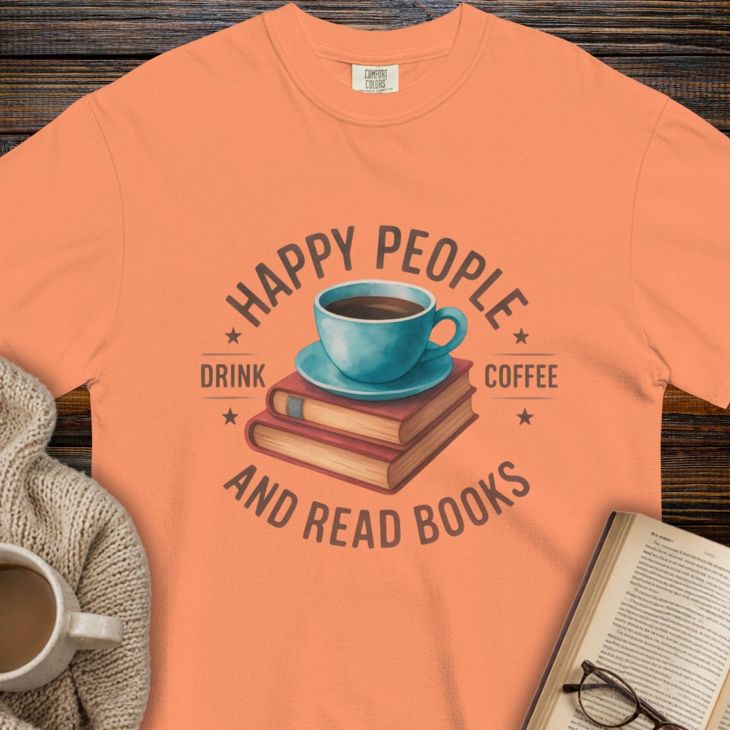 Happy people, coffee and books T-shirt