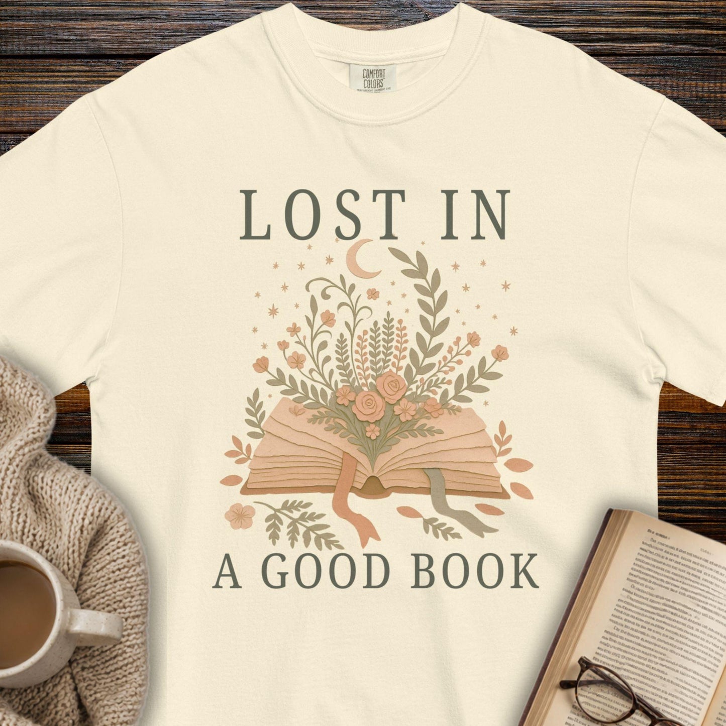 Lost in a good book floral T-shirt