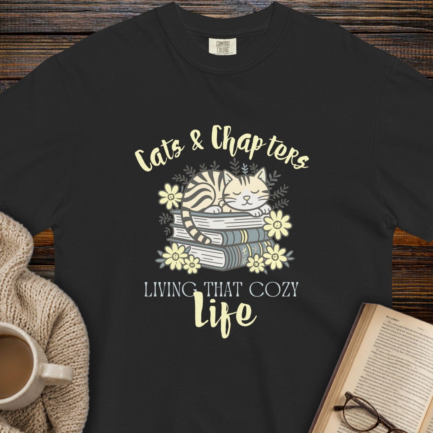 Cats, Chapters & the Cozy Life T-Shirt