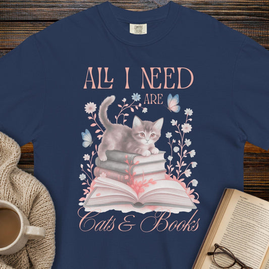 All I Need Are Cats and Books Lover T-Shirt