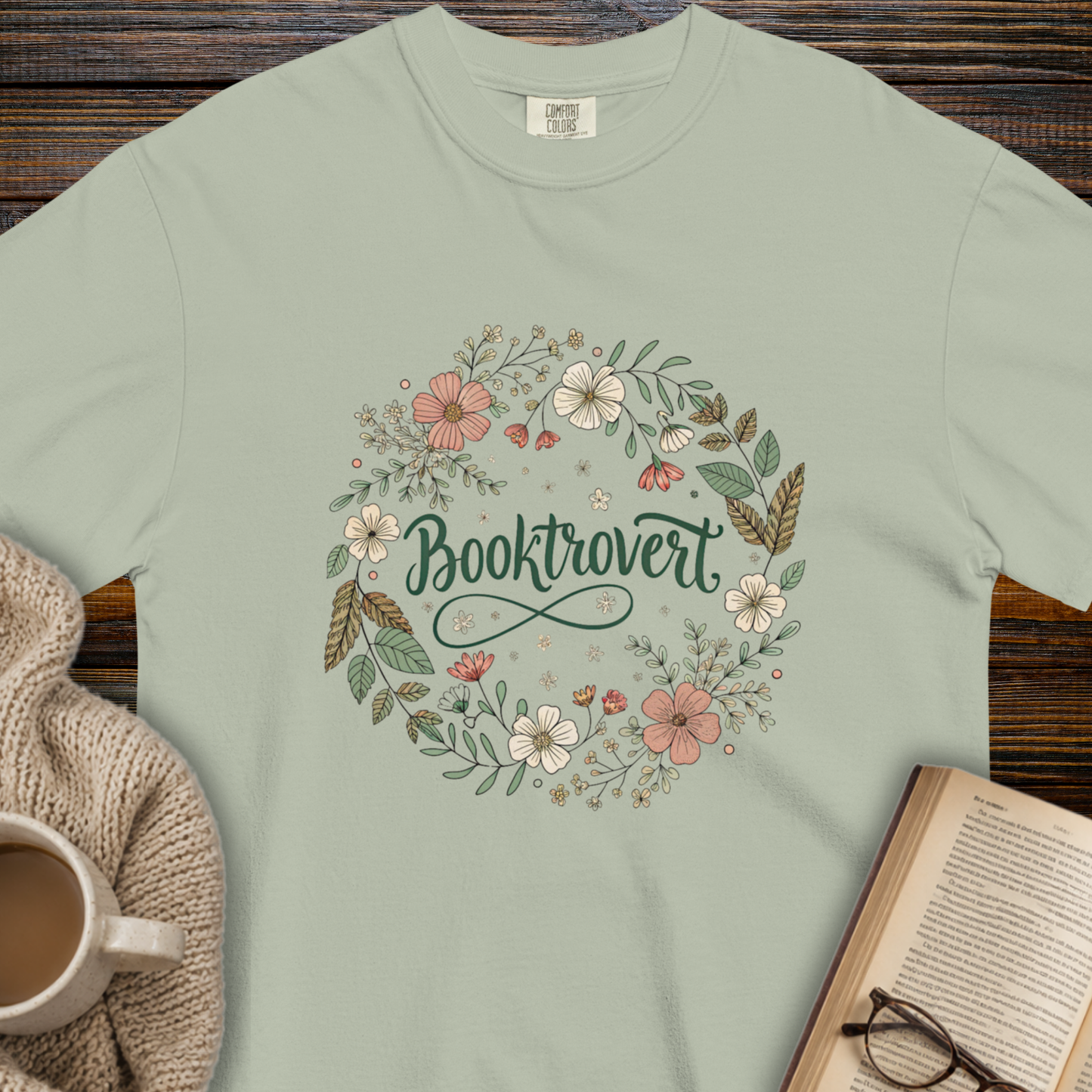 Booktrovert flower T-shirt